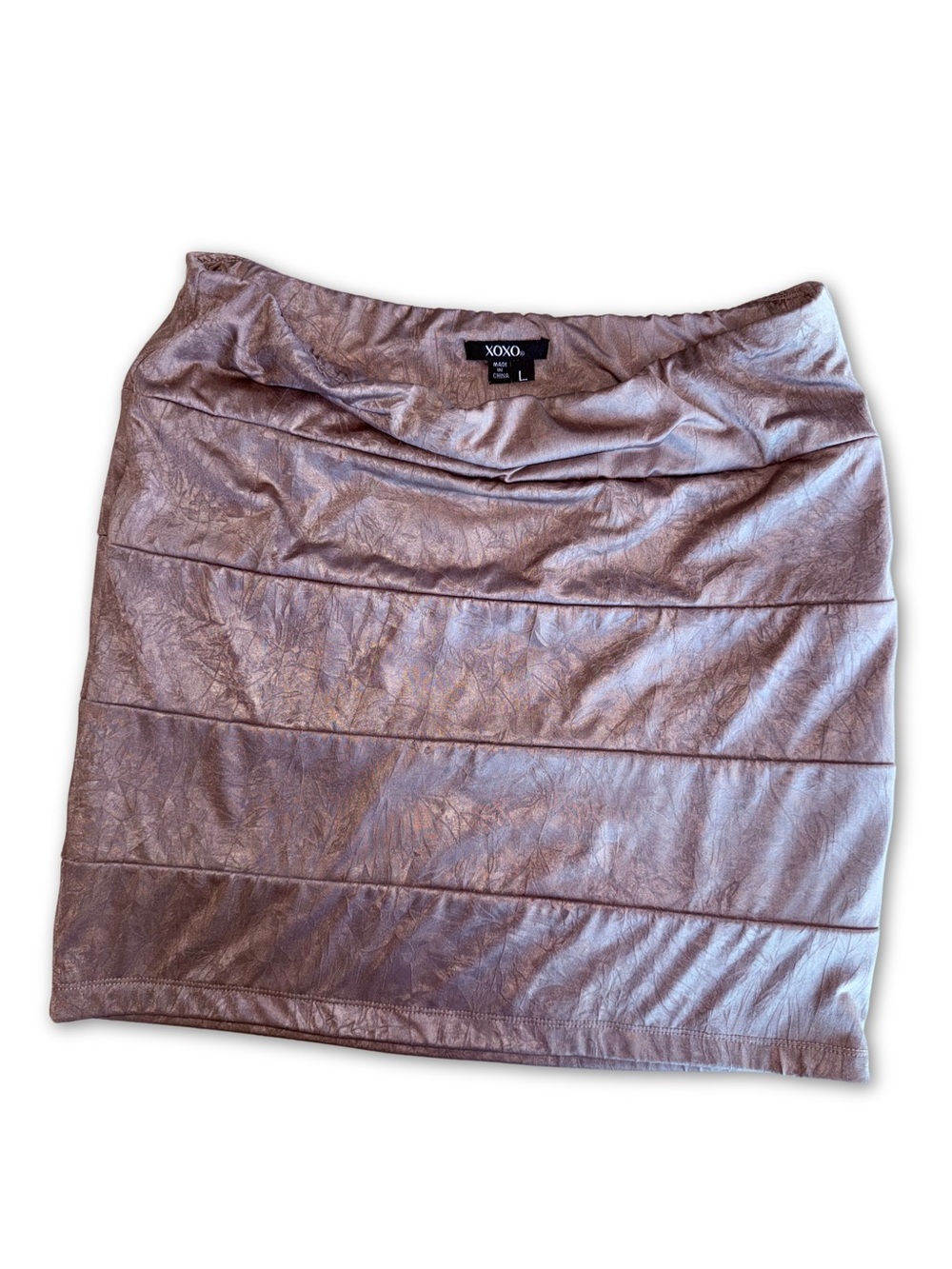 Vintage Y2K XOXO Metallic Brown Bandage Mini Skirt
